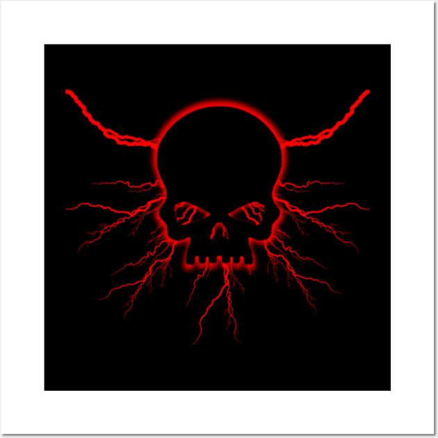 Red Lightning Skull Wall Art by Celtic Morrigan